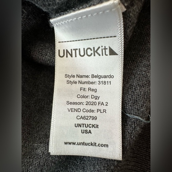 UNTUCKit Belguardo  Merino Wool Quarter -Zip Sweater Size Small - Picture 7 of 9